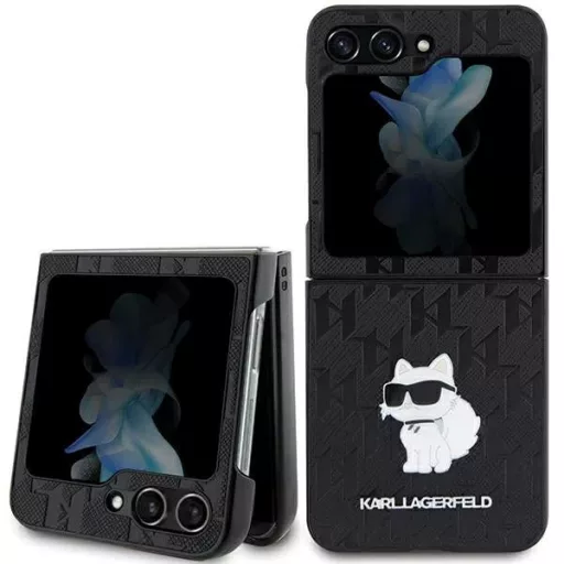 Eredeti tok KARL LAGERFELD KLHCZF5SAPCHNPK for Samsung Z Flip 5 (Saffiano Mono Choupette PIN / black)