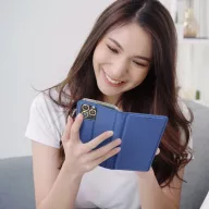   Smart flip Telefontok, mágneses flip zár, oldalra nyíló, bőr hatású - Samsung Galaxy A32 5G, Tengerkék