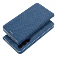   Luna Carbon elegáns karbon mintás flipes oldalra nyíló telefontok, alumínium élekkel - Samsung Galaxy A10, kék