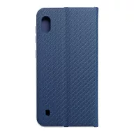  Luna Carbon elegáns karbon mintás flipes oldalra nyíló telefontok, alumínium élekkel - Samsung Galaxy A10, kék