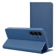   Luna Carbon elegáns karbon mintás flipes oldalra nyíló telefontok, alumínium élekkel - Samsung Galaxy A10, kék