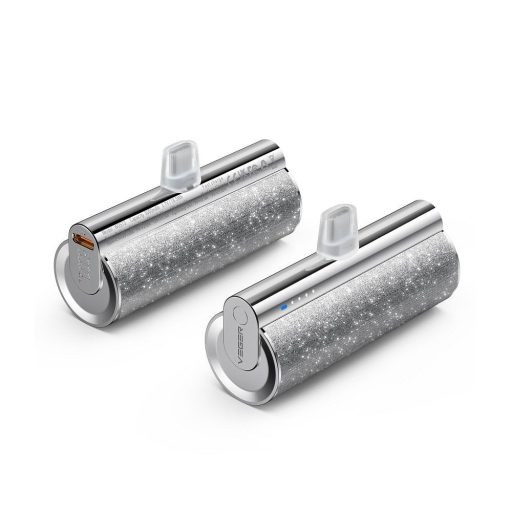 VEGER powerbank 5000 mAh beépített csatlakozóval Lightning PD QC3.0 2,4A 12W PlugOn (W0573P) ezüst