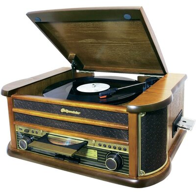 Asztali retro rádió, retro lemezjátszó, USB-s bakelit lemezjátszó beépített digitalizálóval, Roadstar HIF-1923TUMPK