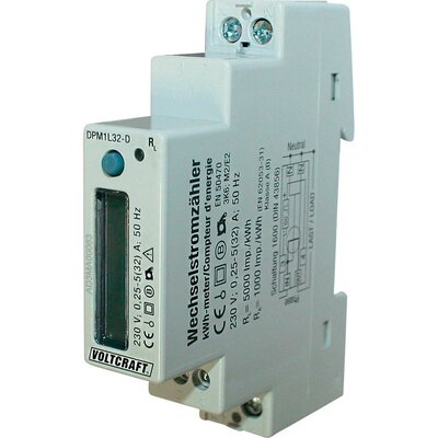 DIN sínes váltakozó áramú digitális fogyasztásmérő 32 A, VOLTCRAFT DPM1L32-D Plus