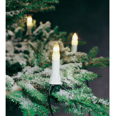 Kültéri, csíptethető karácsonyfa fényfüzér, 25 gyertya izzó, hidegfehér, 18,9 m, Konstsmide 1999-000