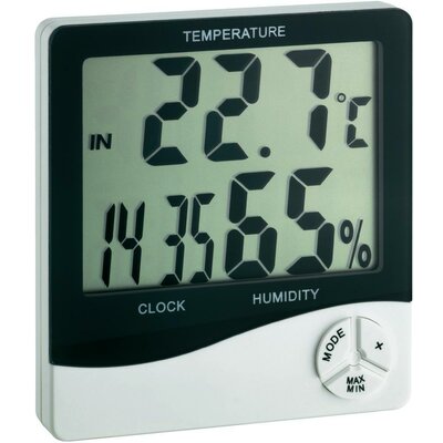 Digitális hőmérő- és légnedvesség mérő, órával, TFA 30.5031