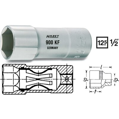 Gyújtógyertya dugókulcsfej, 16 mm (5/8)/12,5 mm (1/2), Hazet 900AKF