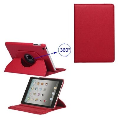 Tablet védőtok álló, bőr (FLIP, 360°-ban forgatható, asztali tartó funkció) PIROS [Apple IPAD mini, IPAD mini 2 , IPAD mini 3]