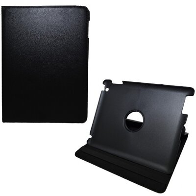 Tablet védőtok álló, bőr (FLIP, 360°-ban forgatható, asztali tartó funkció) FEKETE [Apple IPAD (3rd Generation), IPAD (4th Generation)]