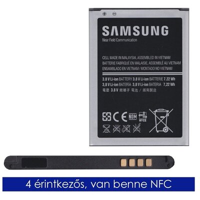 Samsung EB-B500BEBEC gyári akkumulátor 1900 mAh Li-ion, NFC-s - Samsung Galaxy S4 mini (GT-I9190), Samsung Galaxy S4 mini (GT-I9195), Samsung Galaxy S4 mini DUAL (GT-I9192)