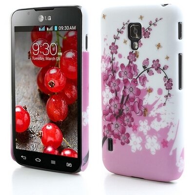 Műanyag hátlapvédő telefontok (virágmintás) Fehér [LG Optimus L72 dual (P715)]