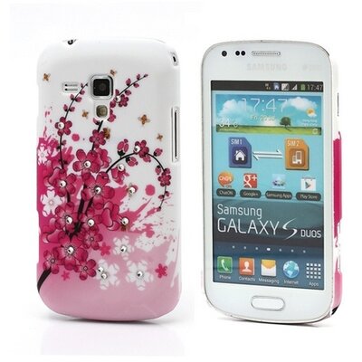 Műanyag hátlapvédő telefontok (virágmintás) Fehér [Samsung Galaxy S Duos (GT-S7562), Galaxy S Duos 2 (GT-S7582), Galaxy Trend+ Plus (GT-S7580), Trend (GT-S7560)]