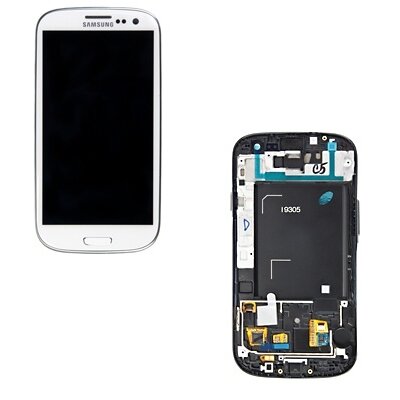 Samsung GH97-14106C LCD kijelző komplett panel (kerettel, érintőpanellel) FEHÉR [Samsung Galaxy S3 LTE (GT-I9305)]