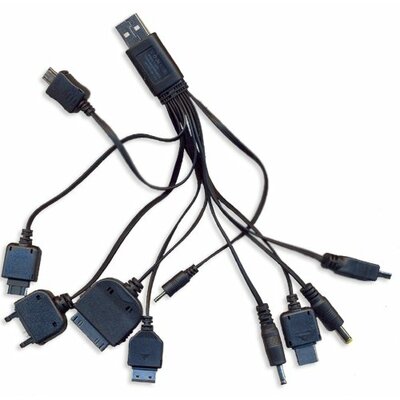 USB töltő (10 az 1-ben) FEKETE