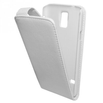 Telefontok álló, bőr hatású (flip, lefelé nyíló) Fehér [Samsung Galaxy S5 (SM-G900)]