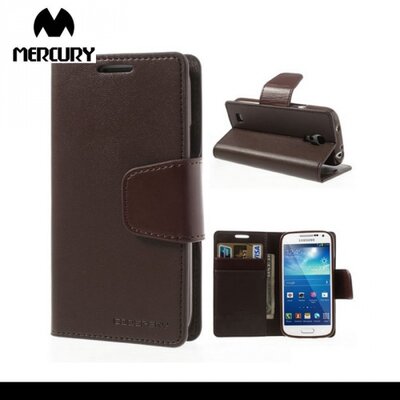 MERCURY Goospery Telefontok álló, bőr (FLIP, oldalra nyíló, bankkártya tartó, asztali tartó funkció) SötétBarna [Samsung Galaxy S4 mini (GT-I9190), Samsung Galaxy S4 mini (GT-I9195)]