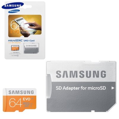 Samsung MB-MP64DA/EU memóriakártya TransFlash 64 GB (microSDHC EVO - Class 10, UHS-1) + SD adapter