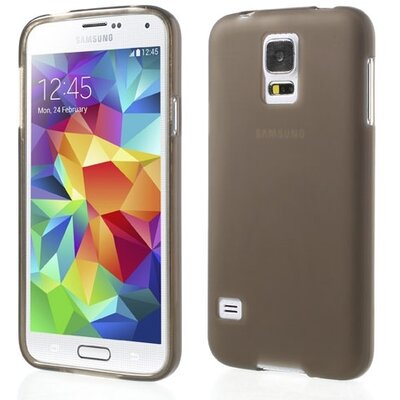 Hátlapvédő telefontok gumi / szilikon (matt, Fényes keret) Szürke [Samsung Galaxy S5 (SM-G900)]