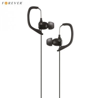 Forever FOREVER headset SZTEREO (3.5 mm, mikrofon, fülre akasztható, SPORT) FEKETE