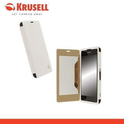 Krusell 75739 KRUSELL FlipCover MALMÖ, műanyag telefontok (oldalra nyíló bőr flip, bankkárytatartó) Fehér [Sony Xperia Z1 Compact (D5503)]