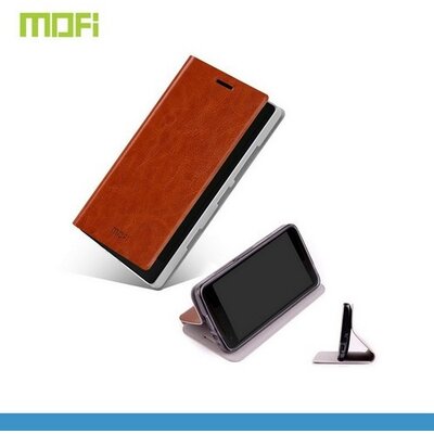 Mofi MOFI RUI Telefontok álló, bőr hatású (flip, oldalra nyíló, asztali tartó funkció) Barna [Sony Xperia M2 (D2303)]