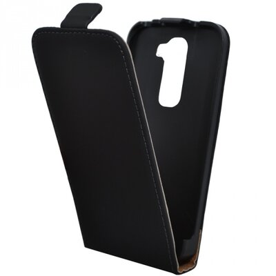 Telefontok álló, bőr hatású (flip, lefelé nyíló) Fekete [LG G2 mini (D620)]