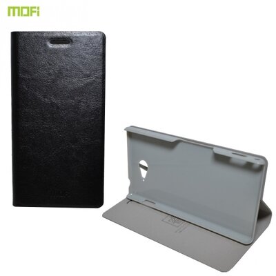 Mofi MOFI RUI Telefontok álló, bőr hatású (flip, oldalra nyíló, asztali tartó funkció) Fekete [Sony Xperia M2 (D2303)]