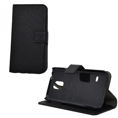 Telefontok álló, bőr hatású (flip, oldalra nyíló, asztali tartó funkció) Fekete [Samsung Galaxy S5 mini (SM-G800)]
