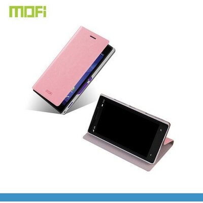 Mofi MOFI RUI Telefontok álló, bőr (FLIP, oldalra nyíló, asztali tartó funkció) Rózsaszín [Sony Xperia M2 (D2303)]