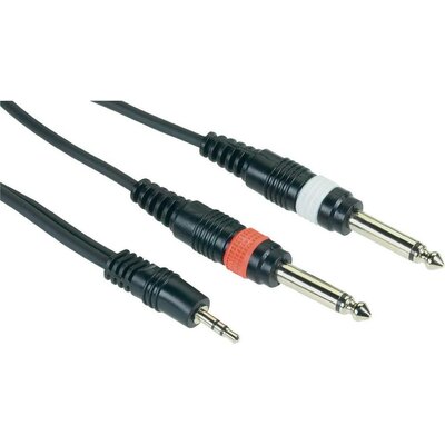 Adapter kábel 1,5 m, sztereo 3,5 jack dugó/2 x 6,3 mono jack dugó, Paccs
