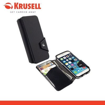 Krusell 76019 KRUSELL flipWallet KALMAR Telefontok álló, bőr hatású (flip, oldalra nyíló, bankkártya tartó) Fekete [Apple iPhone 6 4.7, Apple iPhone 6S 4.7]