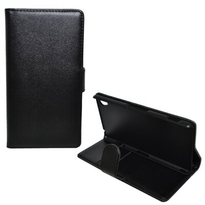 Telefontok álló, bőr hatású (flip, oldalra nyíló, asztali tartó funkció) Fekete [Sony Xperia Z3 (D6653)]