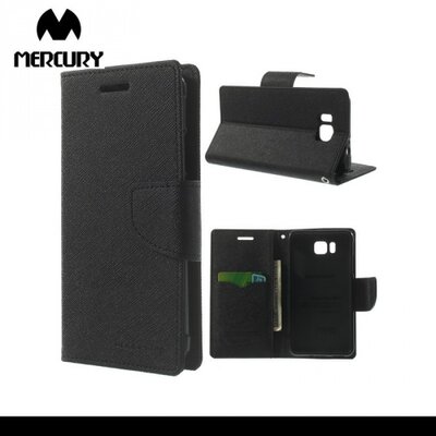 MERCURY Fancy Diary Telefontok álló, bőr hatású (flip, oldalra nyíló, bankkártya tartó, asztali tartó funkció) Fekete [Samsung Galaxy Alpha (SM-G850)]