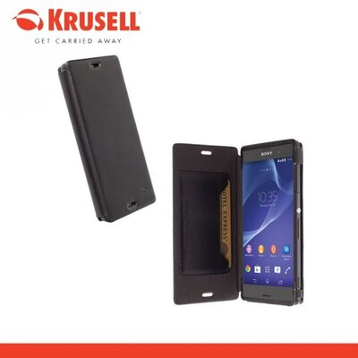 Krusell 75943 KRUSELL flipCase KIRUNA műanyag telefontok (oldalra nyíló bőr flip, bankkártya tartó) Fekete [Sony Xperia Z3 (D6653)]