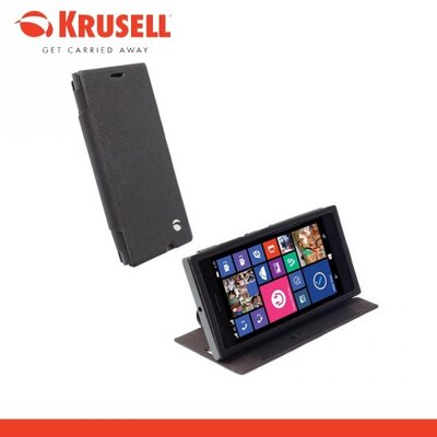 Krusell 75959 KRUSELL flipCase MALMÖ, műanyag telefontok (oldalra nyíló bőr flip, asztali tartó funkció, bankkáryta tartó) Fekete [Nokia Lumia 730, Lumia 735