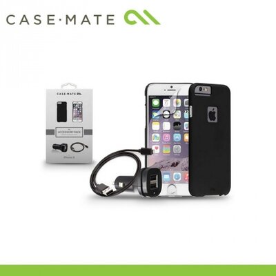 Case-mate FT105423 CASE-MATE kezdőcsomag (műanyag Telefon védőtok hátlap BARELY THERE FEKETE, Kijelzővédő fólia, USB adapter és kábel) [Apple iPhone 6 4.7", iPhone 6S
