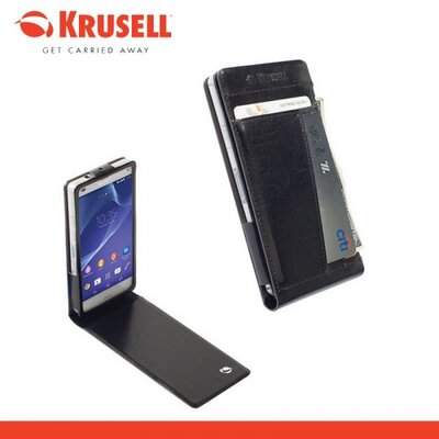 Krusell 76024 KRUSELL WalletCase KALMAR telefontok álló, bőr (flip, bankkártya tartó) Fekete [Sony Xperia Z3 Compact (D5803)]