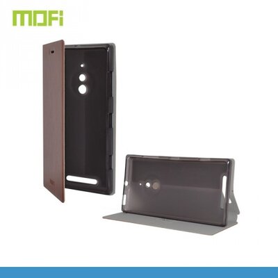 Mofi MOFI RUI Telefontok álló, bőr hatású (flip, oldalra nyíló, asztali tartó funkció) Barna [Nokia Lumia 830]