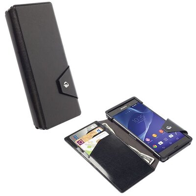 Krusell 76028 KRUSELL flipWallet KALMAR Telefontok álló, bőr hatású (flip, oldalra nyíló, bankkártya tartó) Fekete [Sony Xperia Z3 (D6653)]