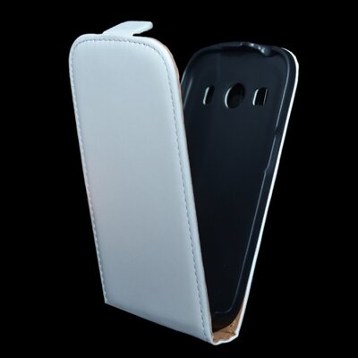 Telefontok álló, bőr hatású (flip, lefelé nyíló, szilikon tartó) Fehér [Samsung Galaxy Ace 4 LTE (SM-G357FZ)]