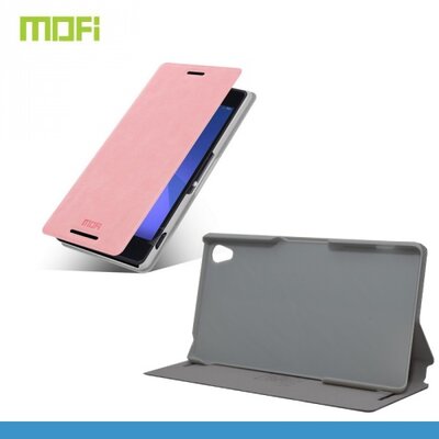 Mofi MOFI RUI Telefontok álló, bőr hatású (flip, oldalra nyíló, asztali tartó funkció) Rózsaszín [Sony Xperia Z3 (D6653)]