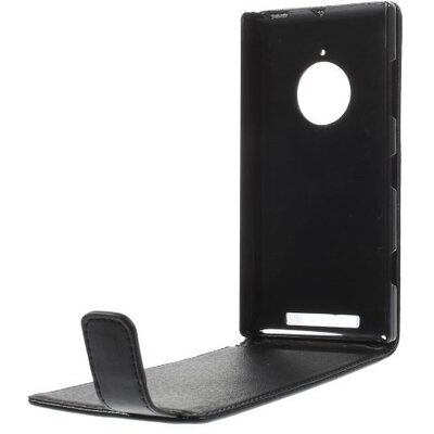 Telefontok álló, bőr hatású (flip, lefelé nyíló) Fekete [Nokia Lumia 830]