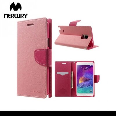 MERCURY Fancy Diary Telefontok álló, bőr (FLIP, oldalra nyíló, bankkártya tartó, asztali tartó funkció) Rózsaszín [Samsung Galaxy Note 4 (SM-N910C)]