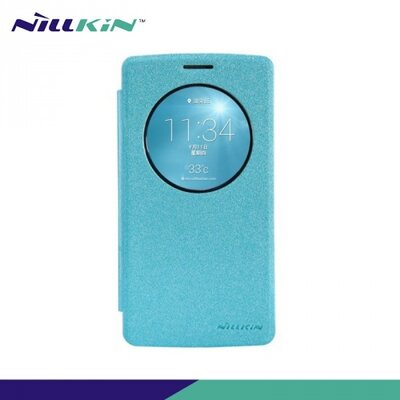 Nillkin Sparkle műanyag telefontok (mikroszálas bőr aktív flip, oldalra nyíló) Világoskék [LG G3 S (D722)]