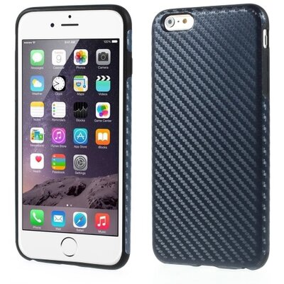 Hátlapvédő telefontok gumi / szilikon (karbon minta) Sötétkék [Apple iPhone 6+ Plus 5.5", iPhone 6S+ Plus 5.5"]