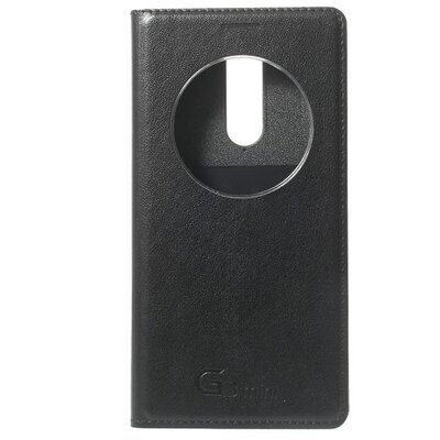 Telefontok álló, bőr hatású (flip, akkufedél, oldalra nyíló, QuickWindow) Fekete [LG G3 S (D722)]