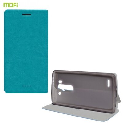 Mofi MOFI RUI Telefontok álló, bőr hatású (flip, oldalra nyíló, asztali tartó funkció) Világoskék [LG G3 S (D722)]