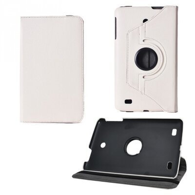 Tablet védőtok álló, bőr (FLIP, asztali tartó funkció, 360°-ban forgatható) FEHÉR [LG G Pad 8.0 (V480)]