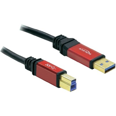 USB kábel 1 x USB 3.0 dugó A- 1 x USB 3.0 dugó B, 3 m, piros, fekete, aranyozott
