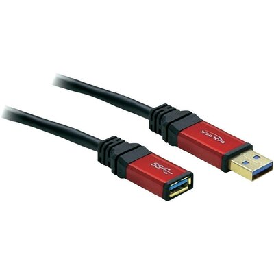 USB kábel 1 x USB 3.0 dugó A- 1 x USB 3.0 aljzat A, 1 m, piros, fekete, aranyozott